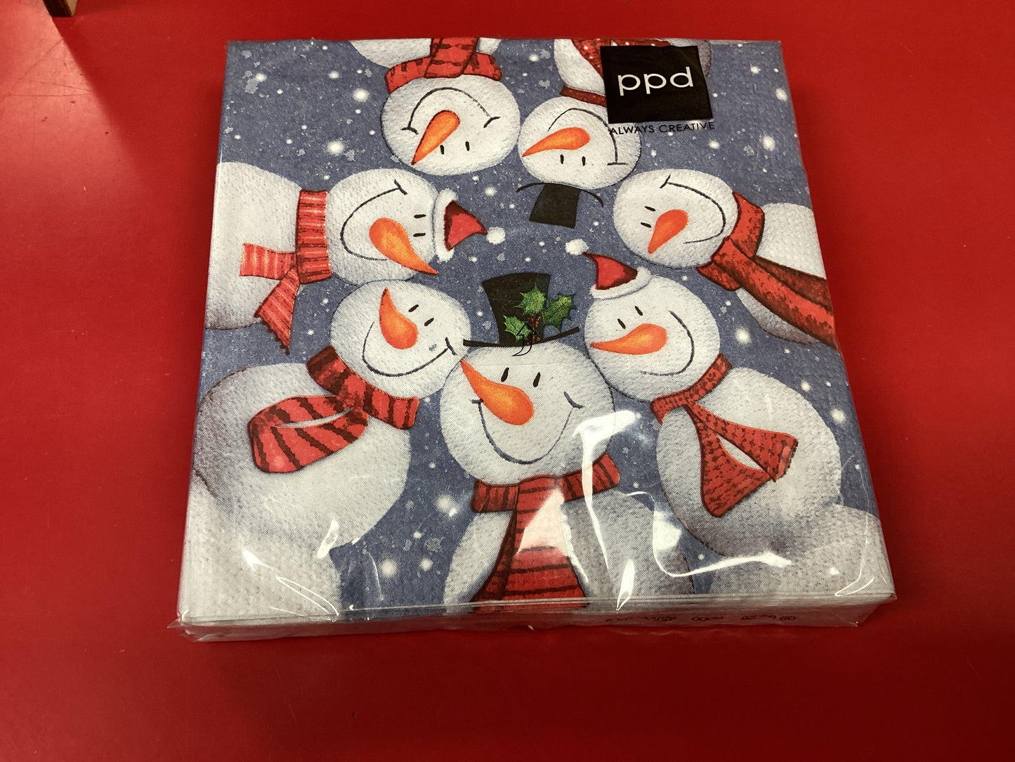 Snowman Circle Beverage Napkins