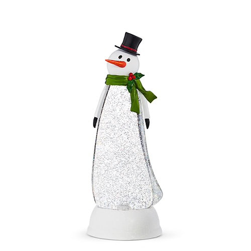 Lighted Swirling White Glitter Snowman