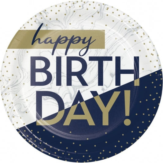 Navy and Gold Happy Birthday Lunch Plates