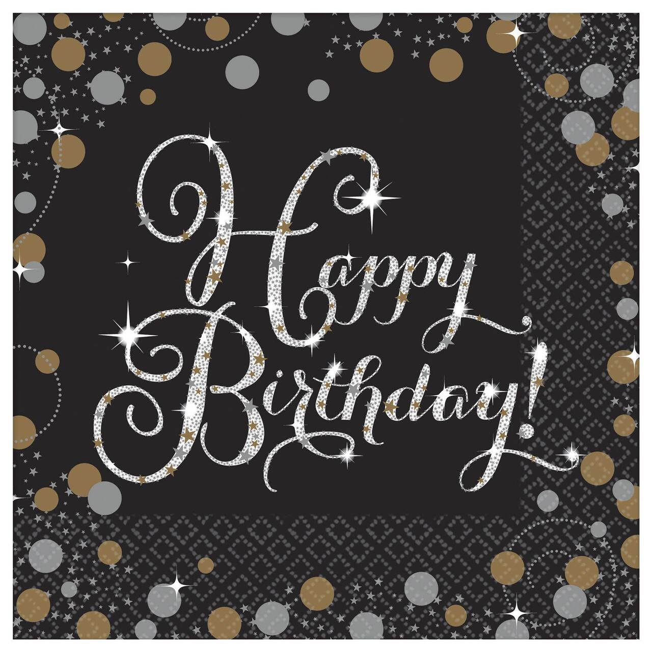 Sparkling Happy Birthday Appetizer Napkins