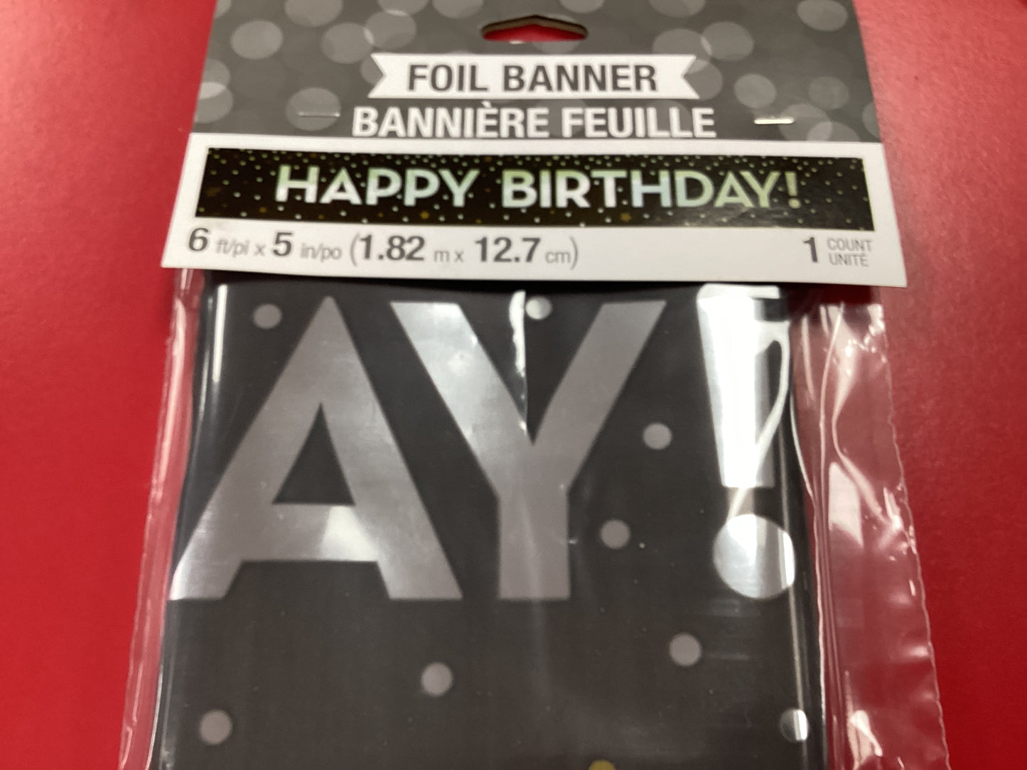 Black Happy Birthday Banner 6 ft
