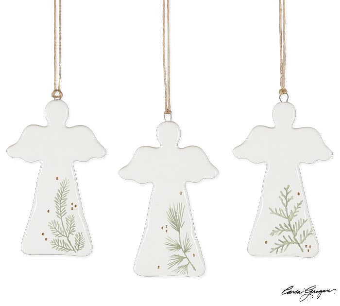 Ceramic Angel Shape Green Sprig Ornament