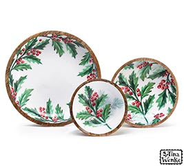 Small Wooden Holly Nesting Bowl