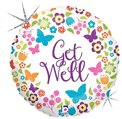 Get Well Flowers & Butterflies Foil Balloon