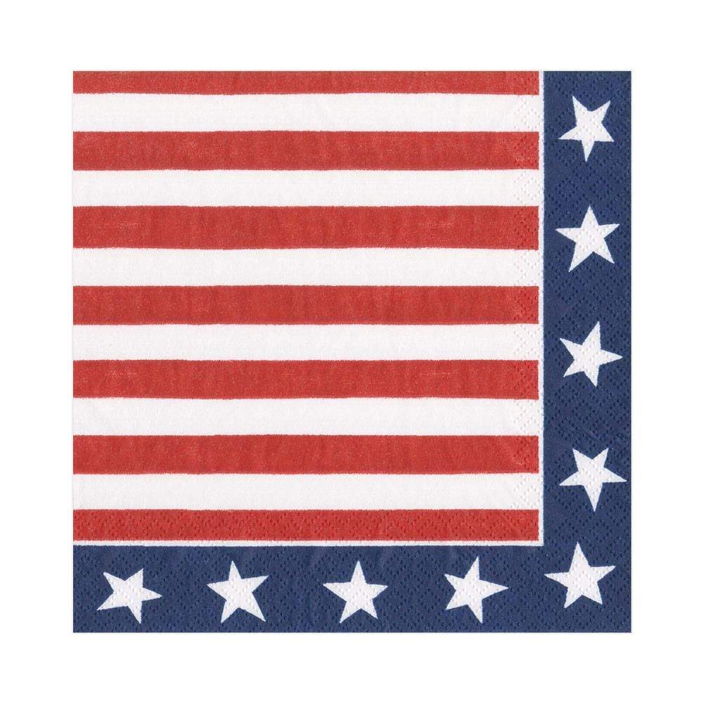 Caspari Red White and Blue Cocktail Napkins