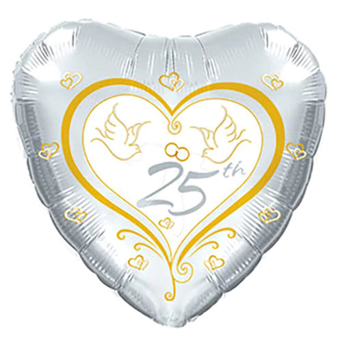 25th Anniversary Doves Foil Balloon