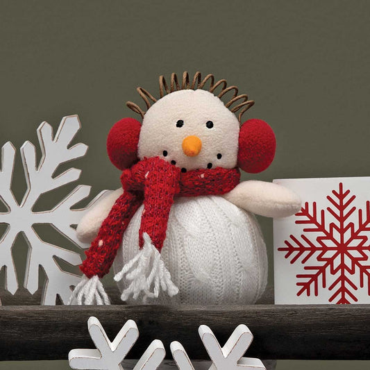 Knit-scarf Snowman with Earmuffs