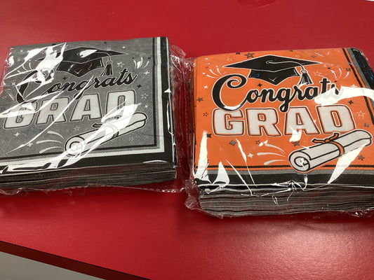 Congrats Grad Black Napkins