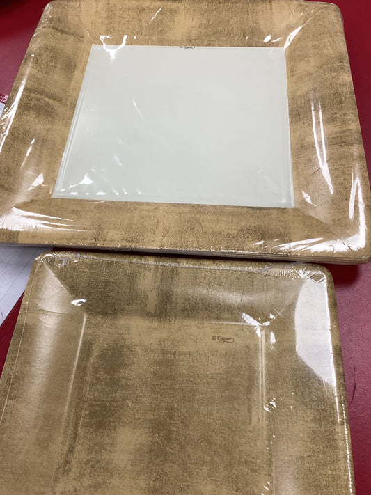 Caspari Gold Leaf Dessert Plate