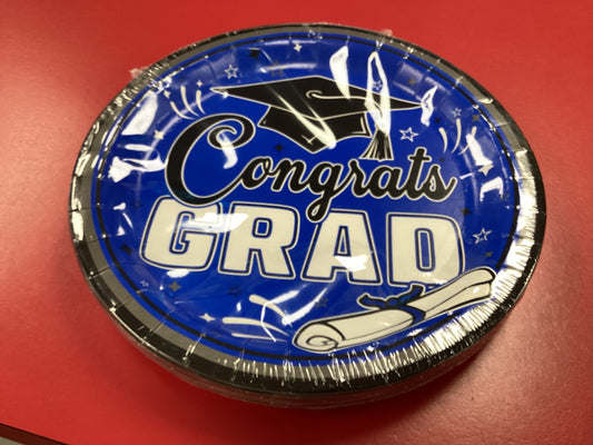 Congrats Grad Blue Plates