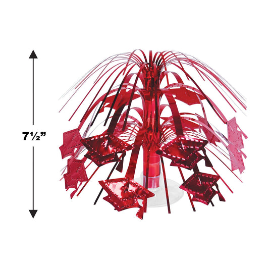 Grad Cap Mini Cascade Centerpiece-Red