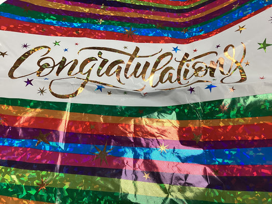Congratulations Balloon with Stripes