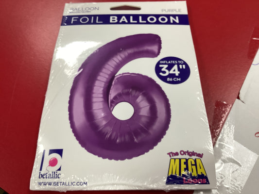 Purple 34 inch Number 6