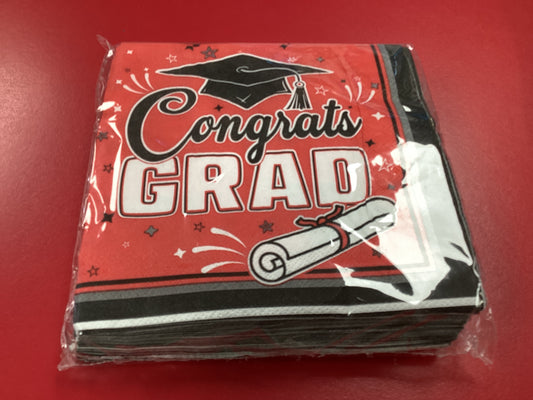 Congrats Grad Napkins Red