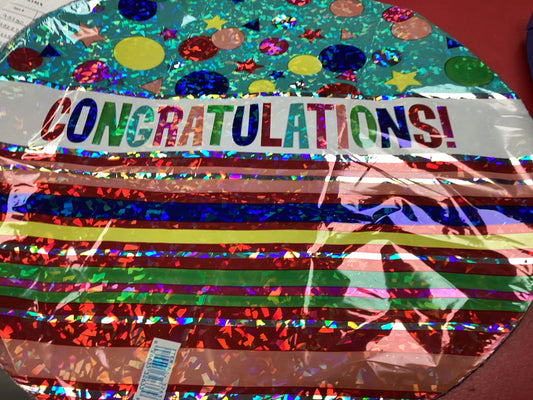 Congratulations stripes with balloons