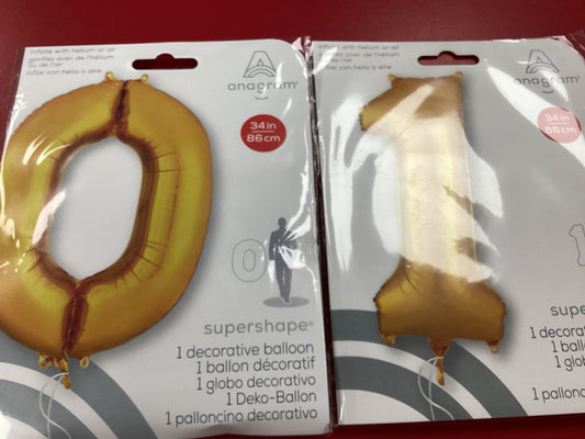 Number Balloons 34 inch - Gold