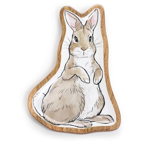 Easter Bunny mango wood tray