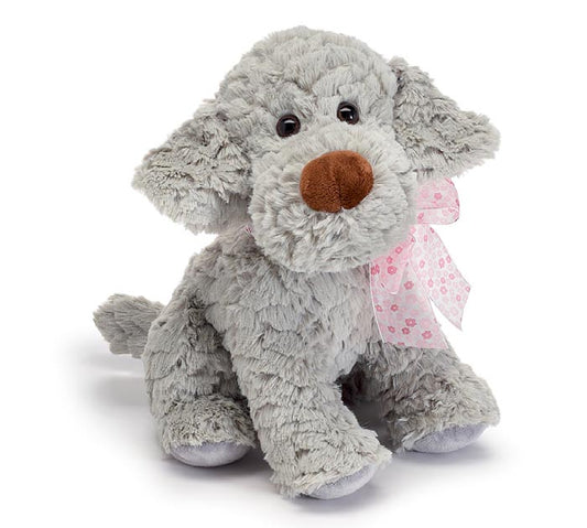 Grey Puppy with Pink Bow