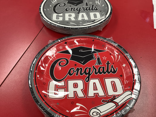 Congrats Grad Red Plates