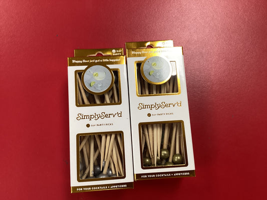3 inch Gold Cocktail Picks
