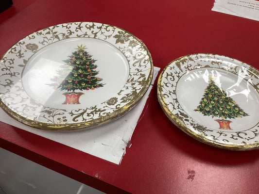 Caspari Gilded Tree Dessert Plate