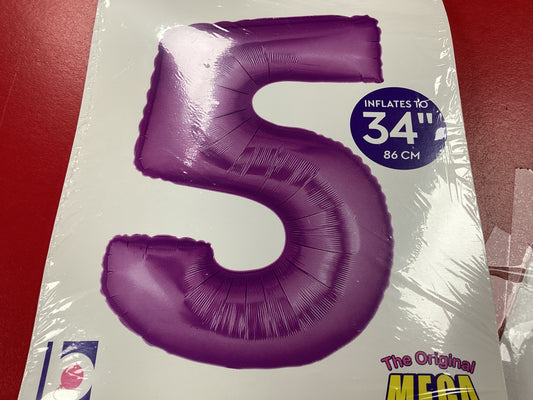 Purple 34 inch Number 5