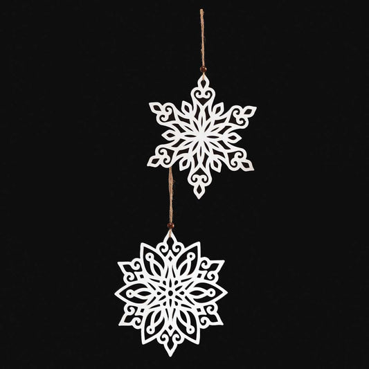 Large White Wooden Snowflake Ornament