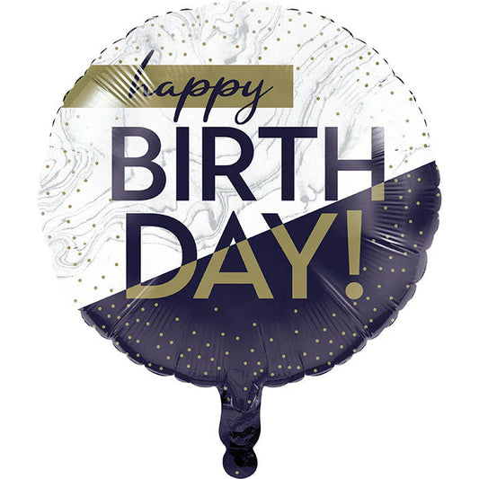 Navy and Gold Happy Birthday Foil Balloon