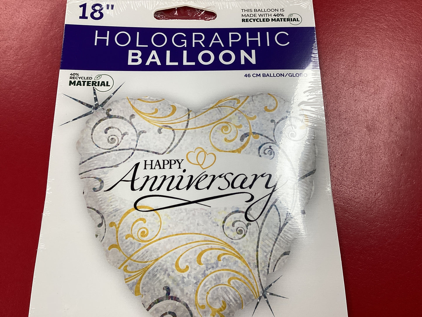 Holographic Happy Anniversary Filigree Balloon