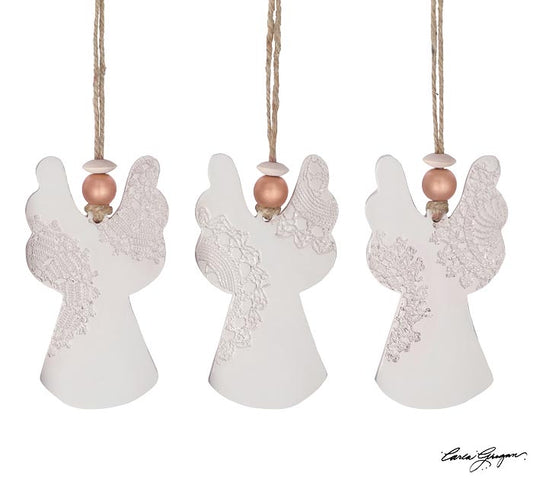 Ceramic Lace Print Angel Ornament