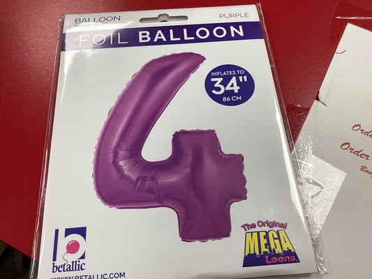 Purple 34 inch Number 4