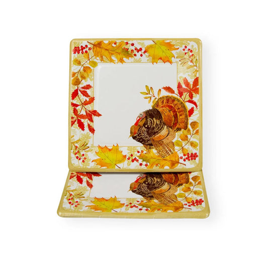 Caspari Woodland Turkey Dessert Plates