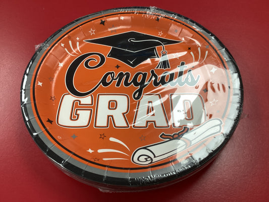 Congrats Grad Orange Plates