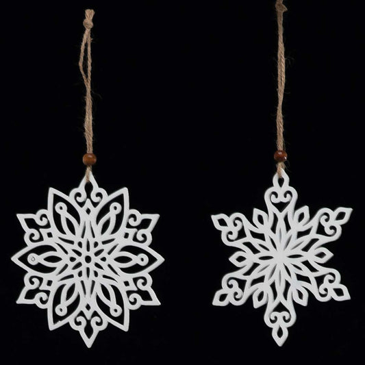 Small White Wooden Snowflake Ornament