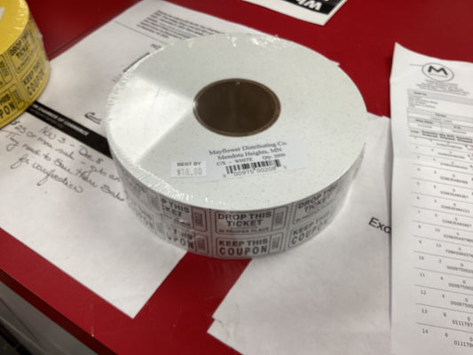 White Double Roll Raffle Tickets