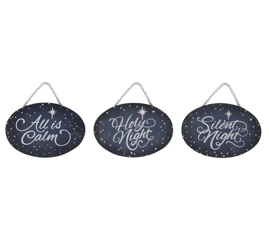 Blue and Silver Wood Ornament
