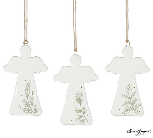 Ceramic Angel Shape Green Sprig Ornament