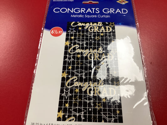 Congrats Grad Metallic Curtain