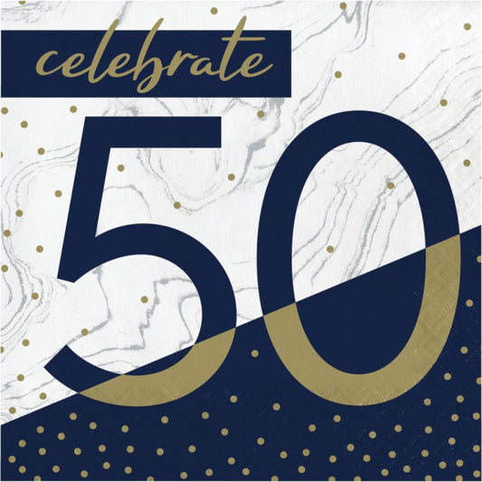 Navy and Gold 50 Luncheon Napkins