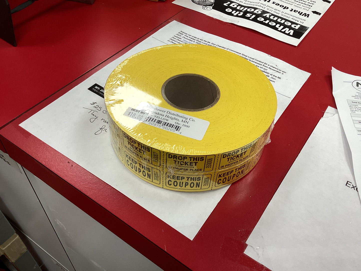 Yellow Double Raffle Tickets