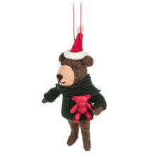 Warm Fuzzy Wool Reindeer Ornament