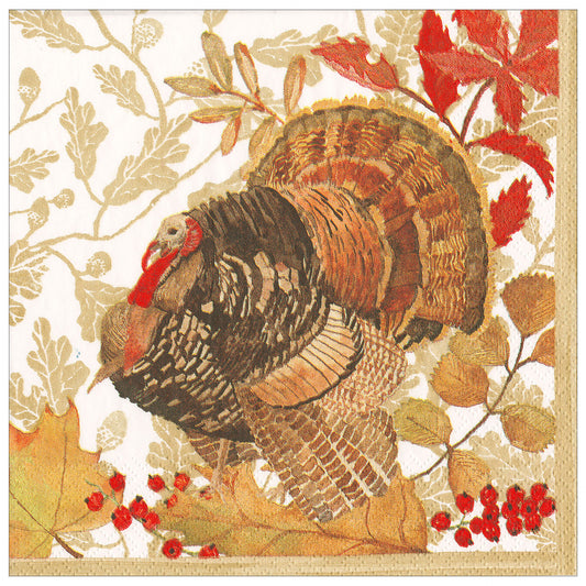 Caspari Woodland Turkey Luncheon Napkins