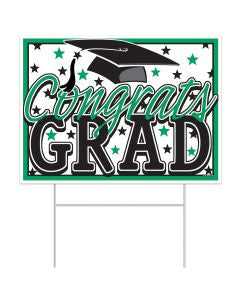 Plastic Congrats Yard Sign Green