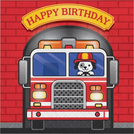Flaming Fire Truck Small Napkins