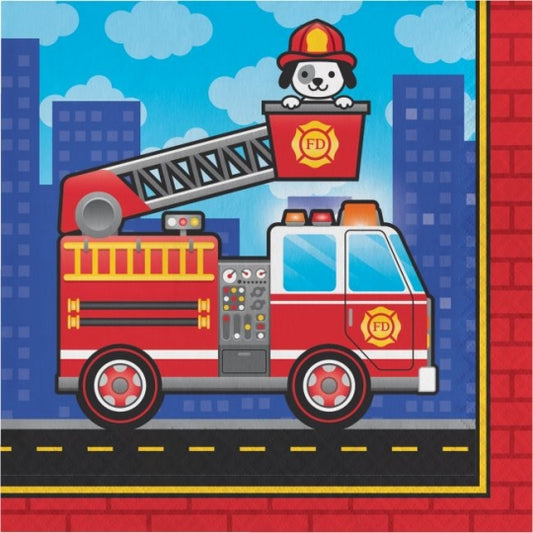 Flaming Fire Truck Large Plates