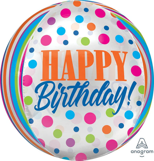 Bright Dots & Stripes Birthday Orbz Balloon