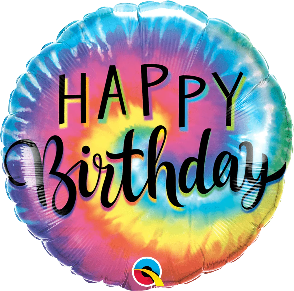 Happy Birthday Tie Dye Swirl Foil Balloon