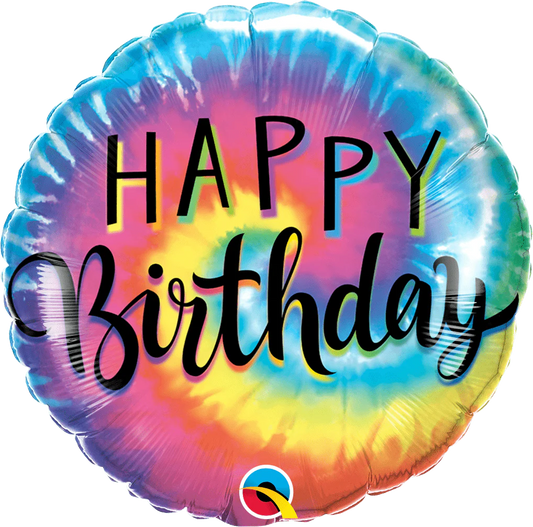 Happy Birthday Tie Dye Swirl Foil Balloon