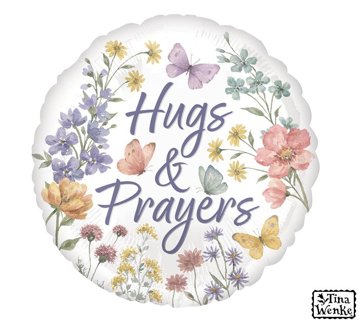 Hugs and Prayers Wildflower Valley foil balloon