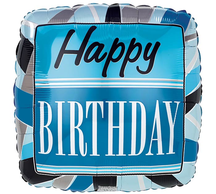 Happy Birthday Black and Blue foil balloon